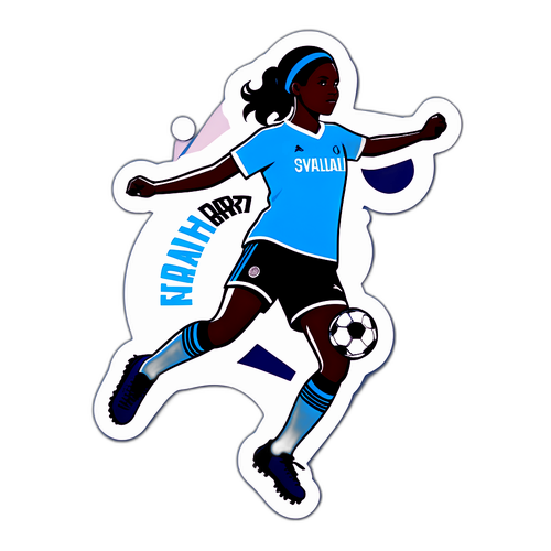 Sticker med silhuett av Nora Lindahl i action med fotboll