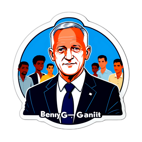 מדבקה של בני גנץ בעמידה בטוחה