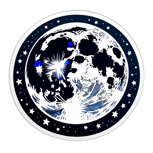 Een sticker met een prachtige volle maan