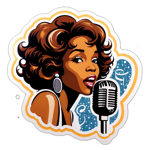 Whitney Houston w mikrofonie vintage