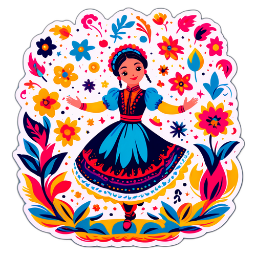 Элементы народного танца в стиле Немоляевой с яркими цветами