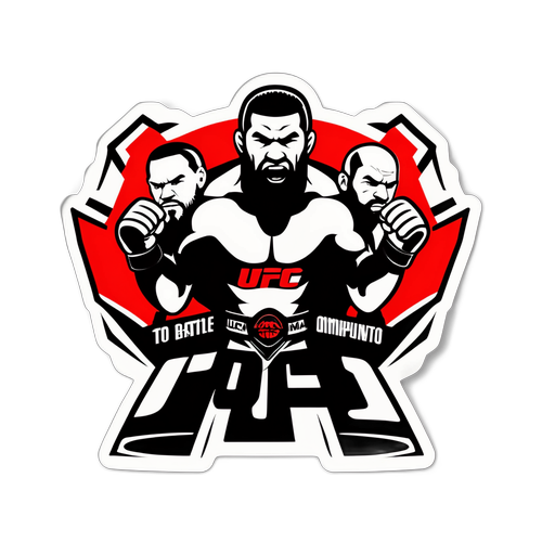 Силуети бійців ММА, готових до бою, з написом "UFC" та смішними елементами