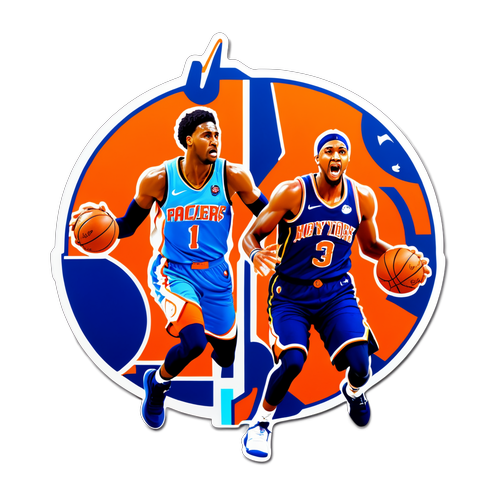 Um adesivo vibrante do jogo Pacers vs. Knicks