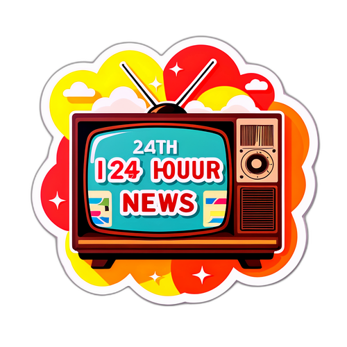 Sticker Tin Nhanh 24 Giờ với Hình Ảnh TV Cổ Điển