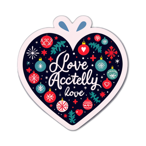 Herzdesign mit festlichen Ornamenten und der Inschrift "Love Actually"