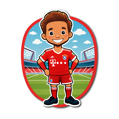 Sticker Santai: Jersi Merah Bayern Munich dengan Elemen Bola Sepak yang Menggembirakan!