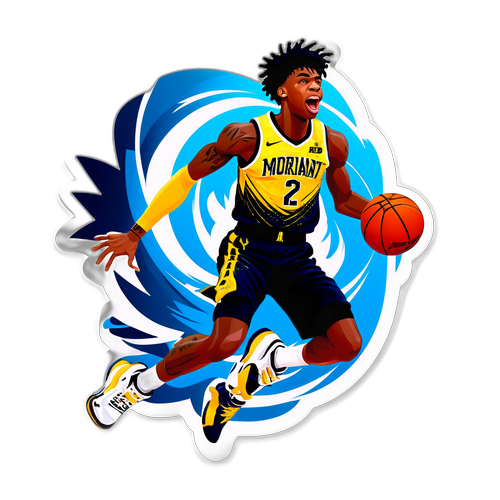 Adesivo di Ja Morant in volo per un slam dunk