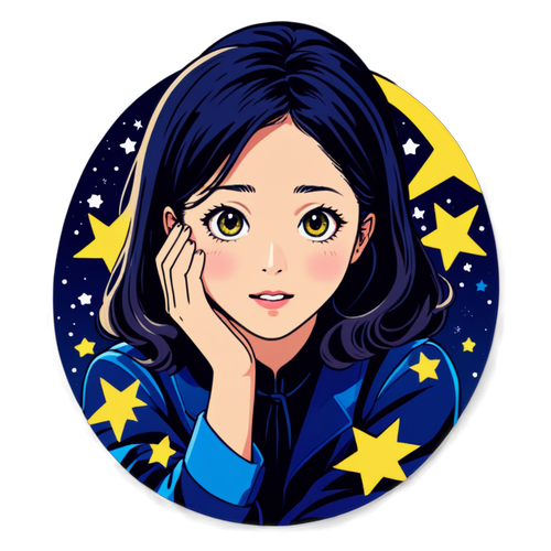 星空を背景にした佐藤美和の表情のデザイン