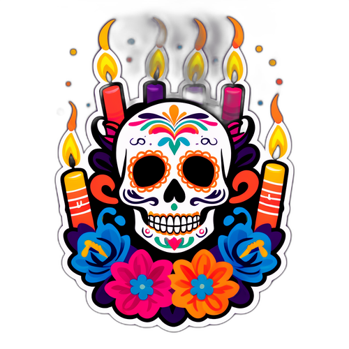 Adesivo Colorido do Dia dos Mortos