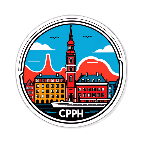 Sticker af CPH med stiliseret skitse af Københavns vartegn