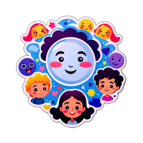 En lekfull klistermärke av en person som ser sig själv i spegeln