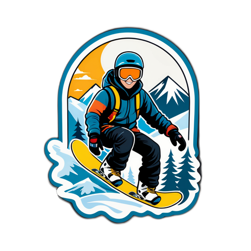 Snowboarding Adventure Sticker