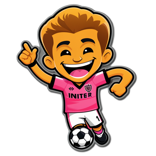 Watak Kartun Bermain Bola Sepak Ceria untuk Inter Miami