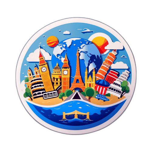 यात्रा स्टिकर: विश्व के प्रसिद्ध स्थलों का मेल