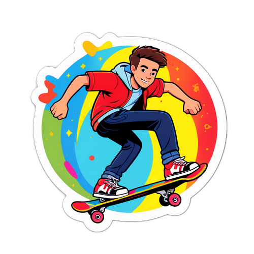 Animated Skateboarding Sticker