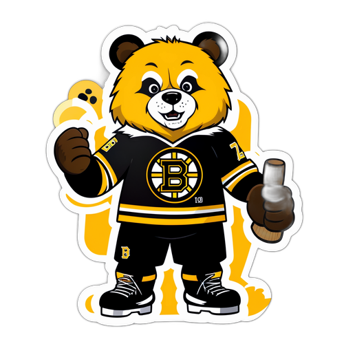 Lively Boston Bruins Bear Mascot Sticker