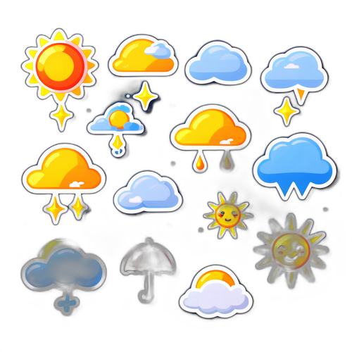 귀엽고 기발한 날씨 아이콘 스티커