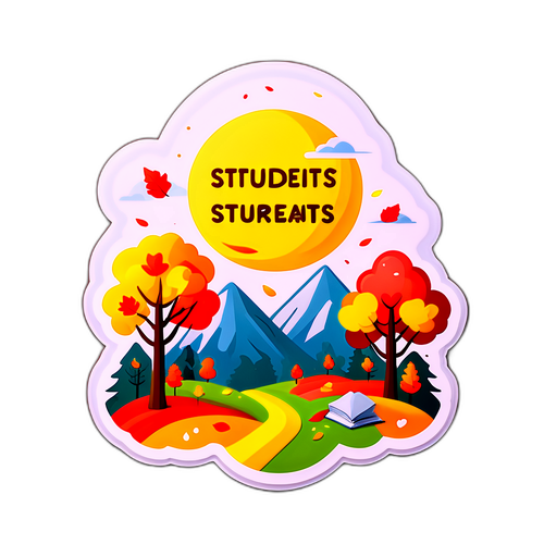 Autumn Sticker cu Mesaj Îndrumător pentru Studenți