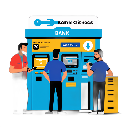 Współczesna grafika przedstawiająca awarię banku