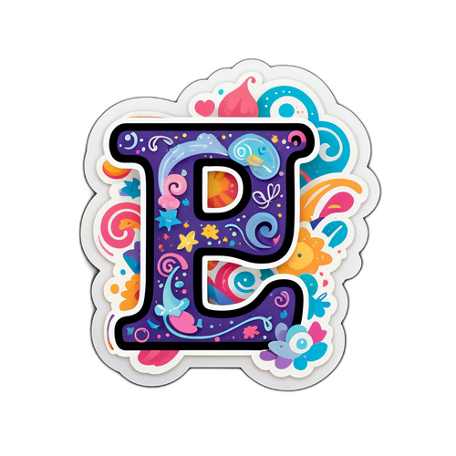 खुशी और रचनात्मकता का प्रतीक 'E' स्टिकर