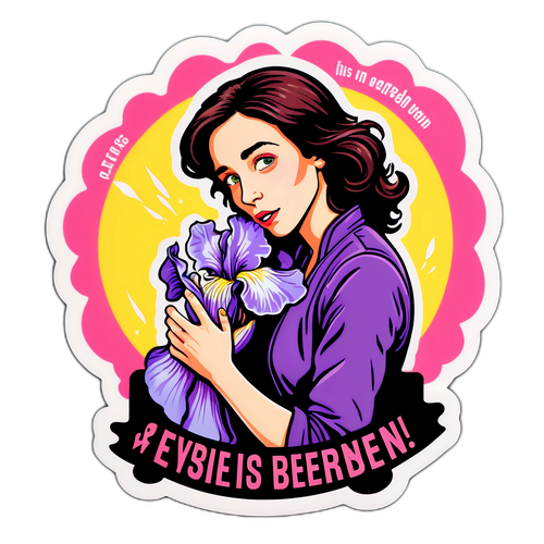 Aufkleber mit Iris Berben in leidenschaftlicher Szene