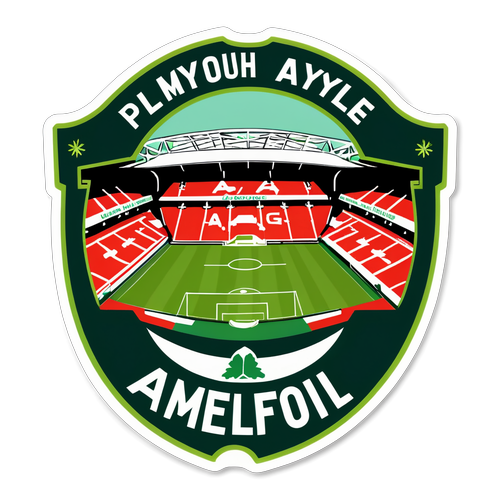 Un adesivo divertente dello stadio Anfield con overlay 'Plymouth Argyle vs Liverpool'