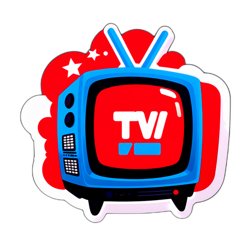 Emocjonująca naklejka TVN z elementami rozrywkowymi