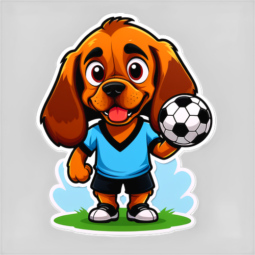 Stiker Anjing Bloodhound Berbaju Bola Sepak