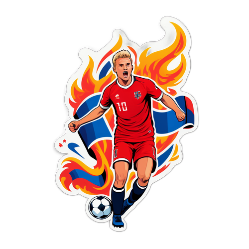 Autocollant d'un joueur de la Norvège U20 célébrant un but