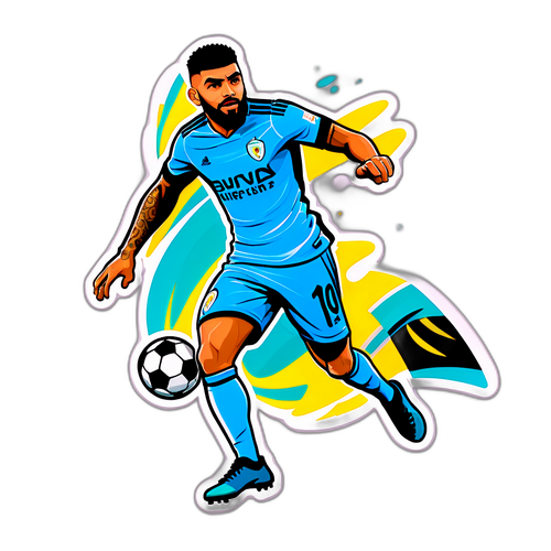 A sticker estilizado de Gabriel Barbosa chutando uma bola