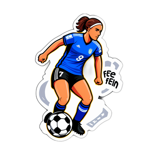 Illustrazione di una calciatrice che calcia una punizione