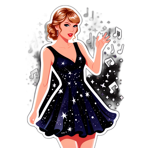 Елегантна ілюстрація Тейлор Свифт у блискучій сукні