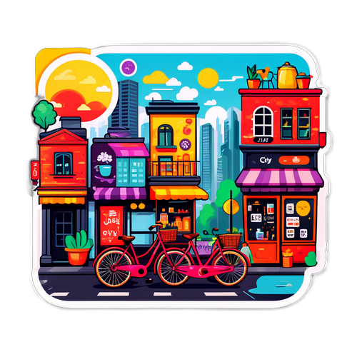 Vibrante Stedelijke Leven Sticker