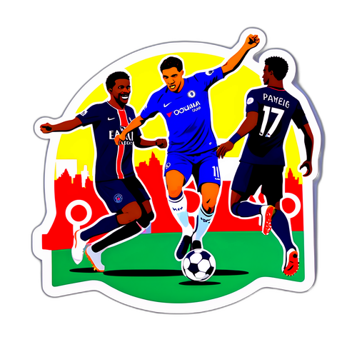 En dynamisk sticker av Chelsea FC og PSG fotballkamp