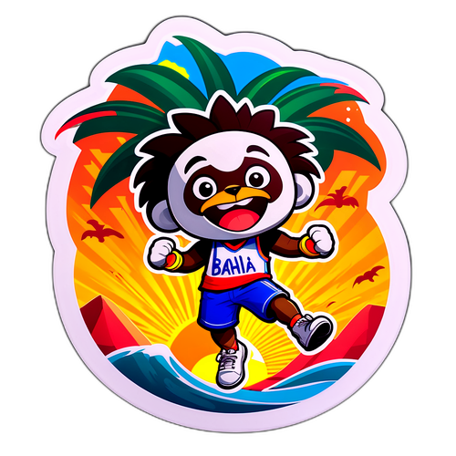 Stiker Tropis dengan Maskot Bahia