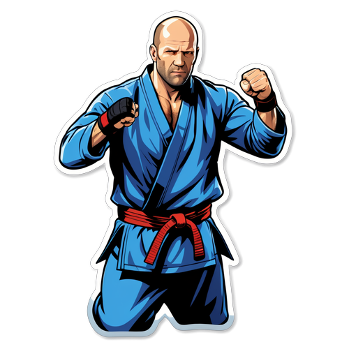 Sticker cu Jason Statham în poziție de arte marțiale