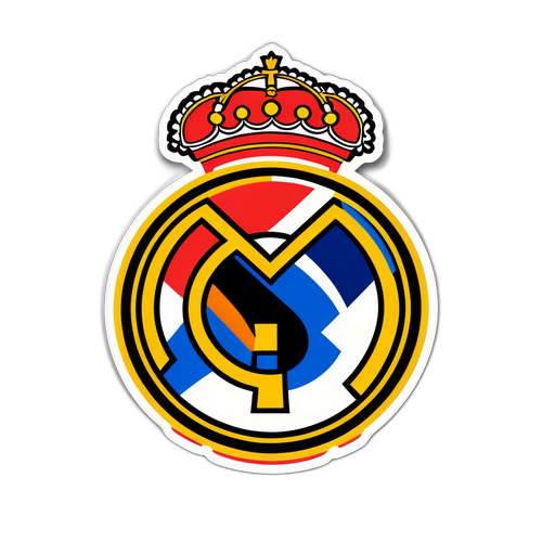 Aufregender Aufkleber mit überlappenden Logos von Real Madrid und Mallorca