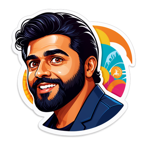 Pesona Nivin Pauly: Sticker Menawan Berlatarkan Sinema India yang Penuh Warna!