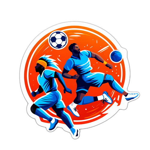 Energetisk Flashscore klistremerke med idrettsutøvere i bevegelse