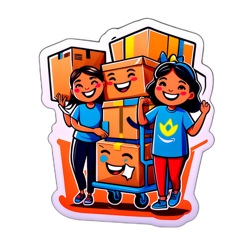 Masayang Tema ng Amazon: Mga Shopper at Delivery
