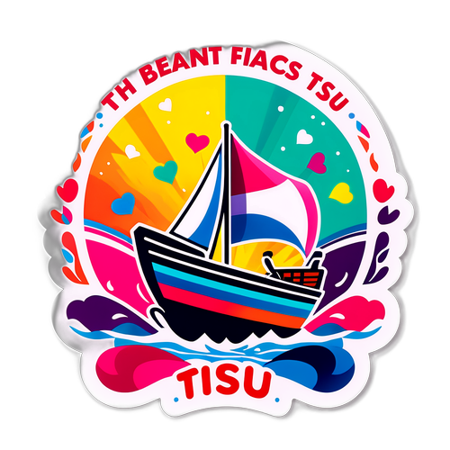 津のボートレースをテーマにしたカラフルなデザイン