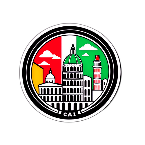 세리에 A 로고와 이탈리아의 상징적인 건축물들 스티커 디자인