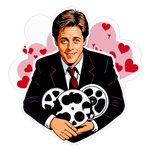 Retro-sticker av Hugh Grant i romantisk komedi