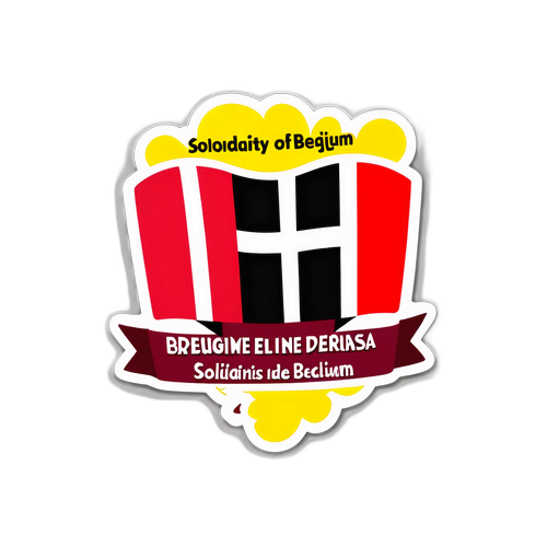 Sticker van de nationale kleuren van België met een boodschap van solidariteit tijdens de staking