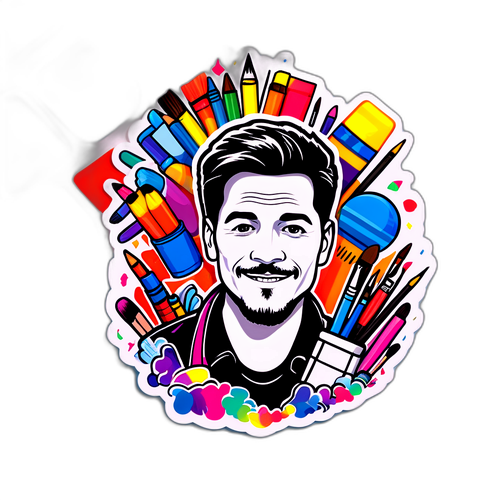 סטיקר יצירתי של מיכאל הרפז בסטודיו שלו