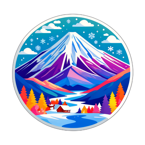 Sceneria Kamczatki z kolorowymi płatkami śniegu