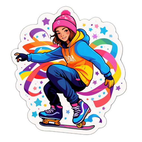 Marzenia w śniegu: ilustrowana jazda na rolkach