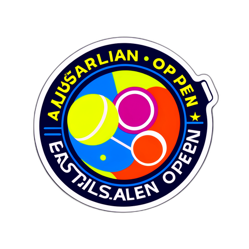 Stiker Gelanggang Tenis dengan Jenama Australian Open