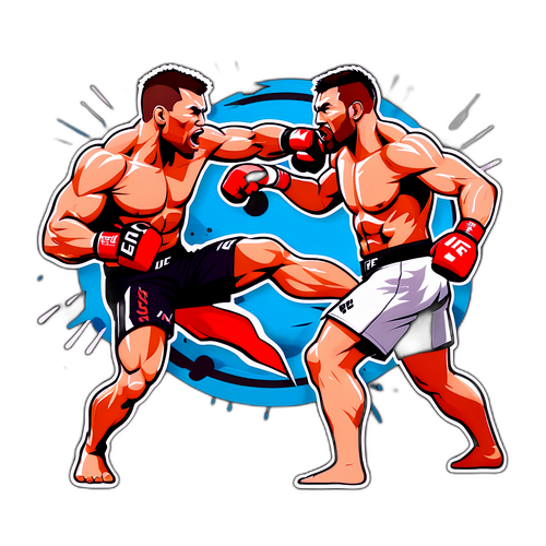 Adesivo de lutadores de UFC trocando socos