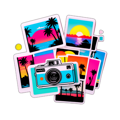 पोलारॉइड फ्रेम के साथ फोटो-थीम वाला स्टिकर